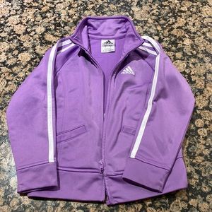 Adidas Girl's Long Sleeve Full Zipper Athletic Purple Track Sport Jacket…Size 4
